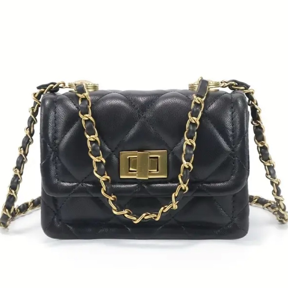 Elegant Black Quilted Chain Bag